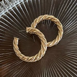 Gold Twisted Chunky Hoop Earrings Photo 0