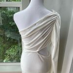 Simplee Apparel Simplee Ivory Cream Velvet One Shoulder Cut Out Mini Party Holiday Dress Small Photo 7