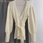 None KNITTED WRAP Sweater Beige Small NWOT Photo 2