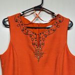 Sandra Darren Orange Sheath Midi Dress with Cutout Crew Neck Photo 1