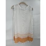 Rachel Zoe Top Women Small White Linen Blend Beach Coastal Swim Cover Tassel Photo 1