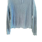 AQUA  Blue 100% Cotton Ribbed knit Hooded Sweatshirt Size Medium Photo 1