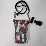 Betsey Johnson Crossbody Purse Wallet Handbag Roses Stripes Snap Y2K Girlie Fem Photo 0