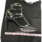 NEW TWINSET Milano Ankle Strap Studded Leather Sandals, Black, 38/US7 Black Size 7 Photo 9