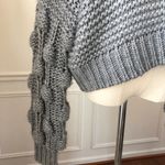 Elan Chunky Knit Cropped Vneck Sweater Grey S Photo 4