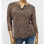 JH Collectibles Women’s Leopard Print Nylon Mesh Stretch 3/4 Sleeve Top Size L Black Size L Photo 0