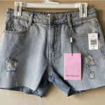 Avec Les Filles Denim Short in Destructed Sun Washed Blue Women's Size 26 Photo 0