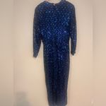 Lilli Diamond Original 60s 70s TRUE VINTAGE Blue Maxi Sequin Dress Long Sleeve L Size L Photo 6