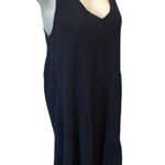 Cut Loose V Neck Patchwork Sleeveless Tank Dress Navy Linen Blend Sz M Cruise Photo 1