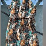 Bisou Bisou Abstract Keyhole Chain Sleeveless Mini Dress in Brown/Blue - Size 10 Photo 15