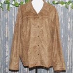 Liz Claiborne Women's Brown Jacket Plus Size 22W Floral Button Up So Soft Shaket Photo 0