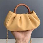 Super cute crossbody bag With Wood Handle Yellow Photo 3