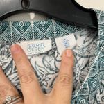 Sigrid Olsen Linen Blouse Size L Teal White Floral Boho Resort Vacation Chic Photo 5