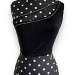 Carabella Womens Top Sz‎ S Black Rhinestones One Shoulder Crop Cropped NEW Photo 0