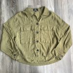 Lulus  Cropped Oversized Jacket Olive Green Pockets Full Button‎ Casual Womens L Photo 0