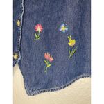 Denim Vest L Floral Embroidered Floral Butterflies Granny Cottage Button Tie Blue Size L Photo 2