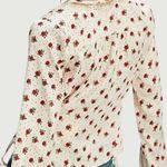 Free People Western Dainty Ethereal Lace Field Of Roses Satin Blouse Size Small Photo 1