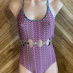 Trina Turk Size 6 Multicolored Printed With Center Rings One Piece Swimsuit Photo 1
