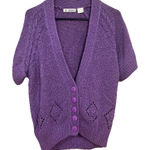 Vintage Liz Thomas Short Sleeve Purple Cardigan Size M Photo 0