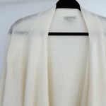 White + Warren Cashmere Sweater Cardigan Large Cream Waterfall Draped Open Front Photo 2
