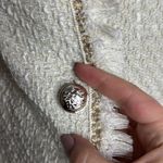 Trixxi Sleeveless Tweed Boucle Button Up Fringed Bodycon Mini Dress cream sz XL Photo 6