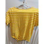 Old Navy  Womens Striped Tie Front T Shirt Top Yellow White Casual‎ Photo 3