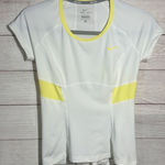 Nike Dri Fit White Yellow Tennis Workout Short Sleeve Top XS Pullover Active Photo 0