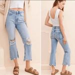 BDG Urban Outfitters  Wilco Flare Jean WOMENS 24 Raw Hem Crop High Rise Ripped Photo 1