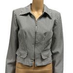 All that jazz Vintage 80s  Black White Checker Crop Zip Up Jacket Top Size 4 Photo 0