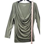 Soft Surroundings Top Womens L Green Draped Cowl Neck Pullover Blouse Minimalist Photo 4