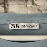 ZARA || Women’s Small Baby Blue Cotton Ruffle Sleeve Blouse Photo 3