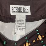 Robbie Bee Brown Teal Floral Print Beaded Neckline Cotton Dress Size 8 Beach Photo 7