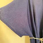 Free People NWOT  Caravan waffle knit cardigan kimono OS blue belted oversized Photo 2