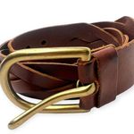 Braided Leather Brass Women's L 2" Wide Width Belt 36" length Brown Photo 0