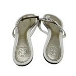 Tory Burch Metallic Gold Cream Fringe Miller Logo Sandals Flip Flops Size 8 Photo 2