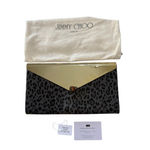 Jimmy Choo Calf Hair Leopard Print Clutch Purse W/Bag Cert. Authenticity Clean Photo 0