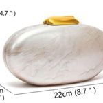 Ivory cream pearl gold accent oval box bag clutch with removable crossbody strap Photo 1