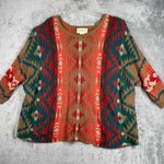 Denim & Supply Ralph Lauren Sweater Orange Aztec Knit Pullover 3/4 Sleeve Size M Red Size M Photo 1