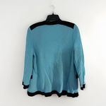 Misook Exclusively  Cardigan S‎ Blue W/Black Trim Long Sleeve Open Front Photo 3