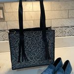 Kenzo Tote Denim Blue and White Patterned Tote Bag with Denim Sneakers. Size 38 Black Photo 0