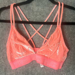 PINK - Victoria's Secret Victoria's Secret PINK Woman Size Medium Coral Pink Logo Crushed Velvet Bralette Photo 0