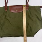 Longchamp Le Pliage Green Leather Canvas Gorpcore Designer Tote Shopping Bag Photo 4