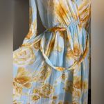 Alexa B Nites Blue & Yellow Floral Sparkle Dress, Size 8 Photo 1