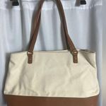 Tommy Hilfiger Purse Large Canvas Tote Shoulder Bag Vegan Leather Double Strap Photo 2