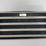 Kate Spade New York Zip Around Wallet Black White Stripes Leather Trim Photo 0