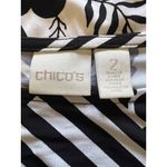 Chico's Chico’s Womens Emma Dress Size 2 US Medium Black White Geo Floral Elbow Sleeve Photo 7