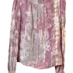 Lulus  Purple & Blue Tie Dye Puff Sleeve Blouse Womens M Boho Romantic Girly Photo 0
