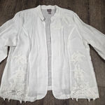 Chico's  White Linen Blend Lace Trim Cardigan Jacket Size 3 - XL 16/18 Photo 0