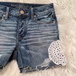 American Eagle Boy Crop Denim Shorts Crochet Photo 4