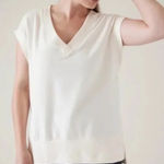 Athleta Retroterry V Neck Sleeveless Relaxed Tunic Sweatshirt Top Ivory Size M Photo 0